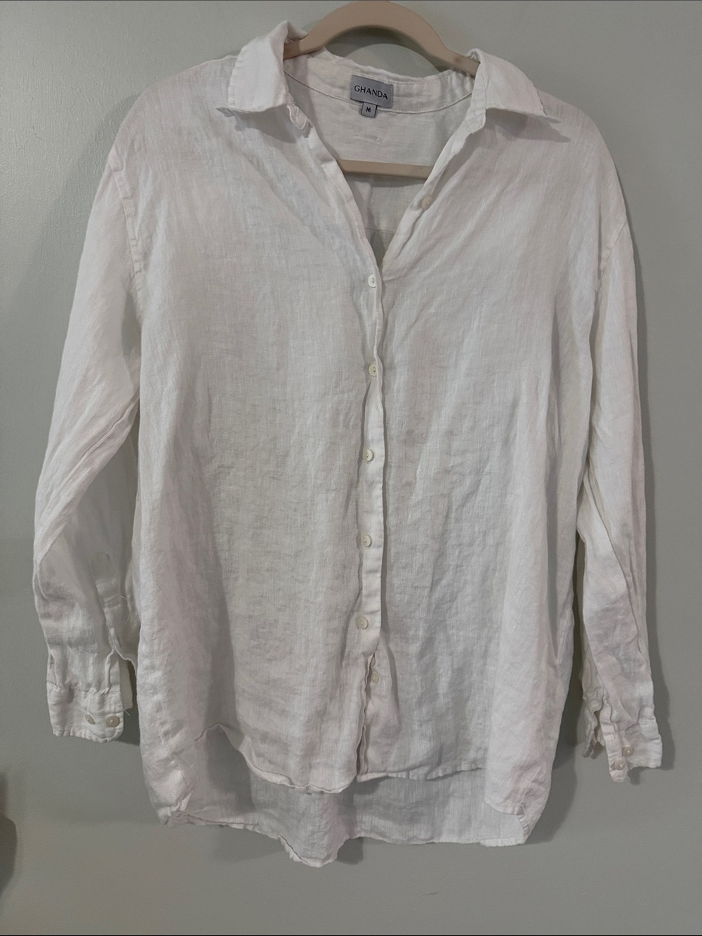 Ghanda White Women’s Linen Button-Down Shirt